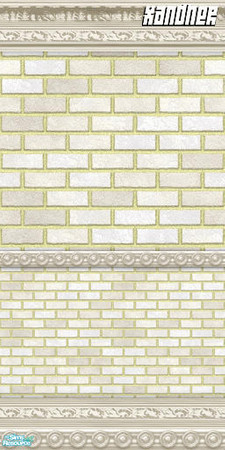 Sims 2 — White Brick, triple moulding by Xandher — Simple brick in two sizes, with crown, kick, and "chair"