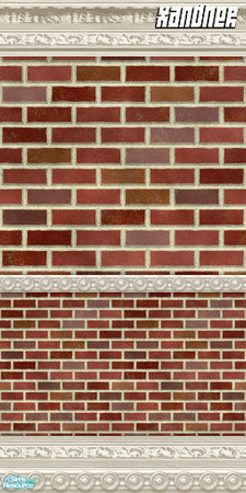 Sims 2 — Red Brick Triple moulding by Xandher — Simple brick in two sizes, with crown, kick, and "chair"