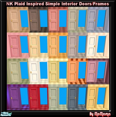 Sims 2 — NK PI Simple Interior Doors by MoMama — Simple Interior Doors and Door Frames that match the 20 sets of plaids.