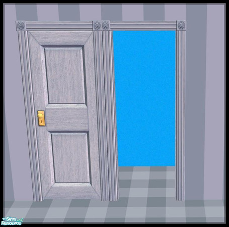 Sims 2 — NK PI Simple Interior Doors - Dusty Blue by MoMama — This standard Dusty Blue door and door frame are essential