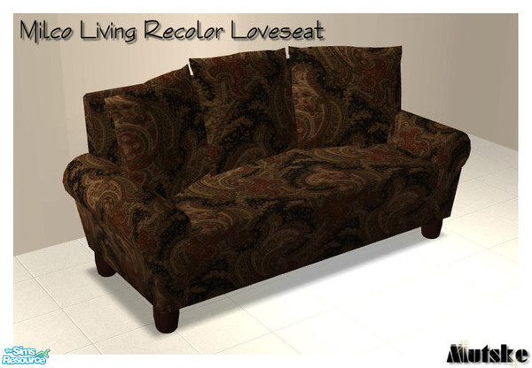 Sims 2 — Milco Living Dark Mahogany - Loveseat by Mutske — Recolors from the Milco Livingroom set. Contains recolor of