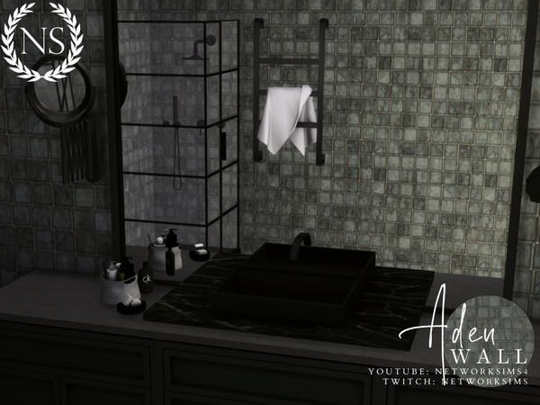 Sims 4 — Aden Tile Wall by networksims — A grey tile wall.