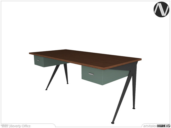 Sims 4 — Mid Century Modern | Beverly Desk by ArtVitalex — Office And Study Room Collection | All rights reserved |