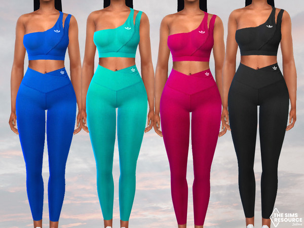 Sims 4 — Asymmetrical Fitness Outfit by saliwa — Asymmetrical Fitness Outfit 5 Colours