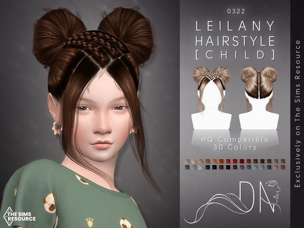 Sims 4 — Leilany Hairstyle [Child] by DarkNighTt — Leilany Hairstyle is a updo, braided bunned hairstyle with long front