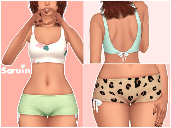 Sims 4 — Kokoro | Shorts by Saruin — Some cute shorts derived from the bodysuit. The addition of bows gives it a little