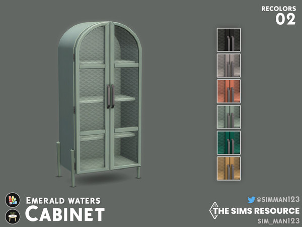 Sims 4 — Emerald Waters Cabinet Recolors 2 by sim_man123 — A set of recolors featuring gray hardware for my Emerald