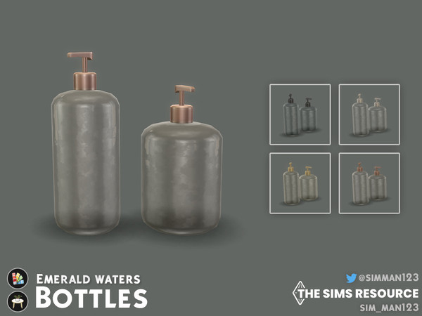Sims 4 — Emerald Waters Glass Bottles by sim_man123 — A pair of sleek glass bottles.