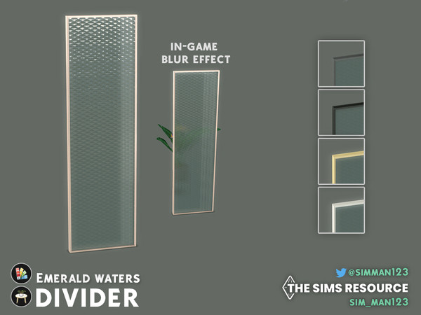 Sims 4 — Emerald Waters Glass Divider by sim_man123 — A sleek glass divider featuring a frosted/patterned glass effect.