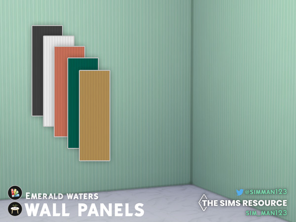 Sims 4 — Emerald Waters Wallpaper by sim_man123 — A simple beadboard style wood paneling in a variety of colors.