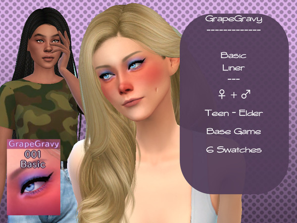 Sims 4 — Basic Eyeliner 001 by Grapegravy — - Base game compatible - Enabled for male and female sims - Teen - Elder -