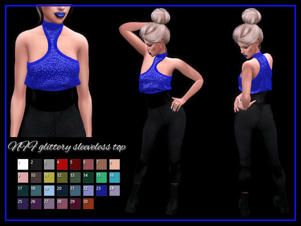 Sims 4 — NFF glittery sleeveless top by Nadiafabulousflow — Hi guys! This upload its a glittery turtleneck sleeveless top