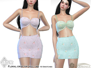 Sims 4 — Floral Crop Top Doll by Harmonia — New Mesh All Lods 10 Swatches HQ Please do not use my textures. Please do not