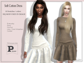 Sims 4 — Soft Cotton Dress by pizazz — Soft Cotton Dress for your sims 4 games. The dress is stylish and modern great for