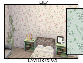Sims 4 — Lily by lavilikesims — A floral wallpaper In 5 colours and base game friendly