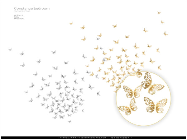Sims 4 — Constance bedroom - Butterflies wall decor by Severinka_ — Butterflies wall decor From the set 'Constance