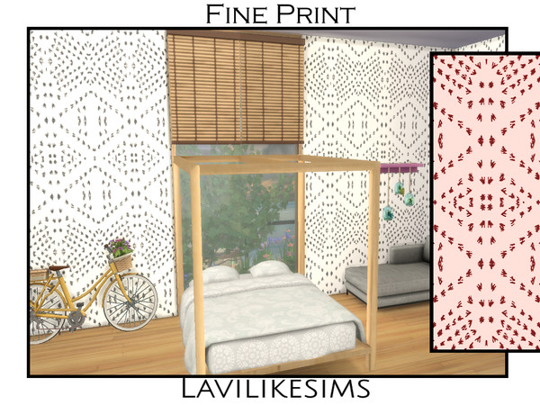 Sims 4 — Prints by lavilikesims — A boho wallpaper In 6 colours Base game friendly