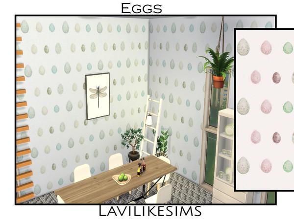 Sims 4 — Eggs by lavilikesims — A feature wall kind of paper, the name says it all in 3 colours and base game friendly