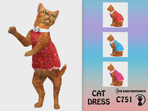 Sims 4 — Cat Dress C751 by turksimmer — 3 Swatches Compatible with HQ mod Works with all of skins Custom Thumbnail All