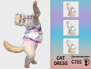 Sims 4 — Cat Dress C755 by turksimmer — 3 Swatches Compatible with HQ mod Works with all of skins Custom Thumbnail All