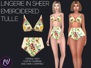 Sims 4 — STEPHANIE - LINGERIE IN SHEER EMBROIDERED TULLE by linavees — Original Mesh Custom thumbnail Base game