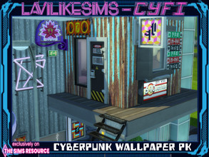 Sims 4 — Cyfi-Cyberpunk Walls pk by lavilikesims — 10 walls, some cyber and some grunge Base game friendly Cyfi Collab
