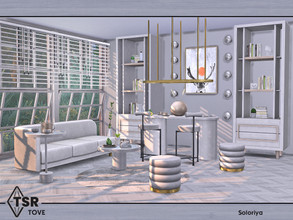 Sims 4 — Tove by soloriya — Modern furniture for living rooms. Includes 10 objects: --cabinet, --three ceiling lights,