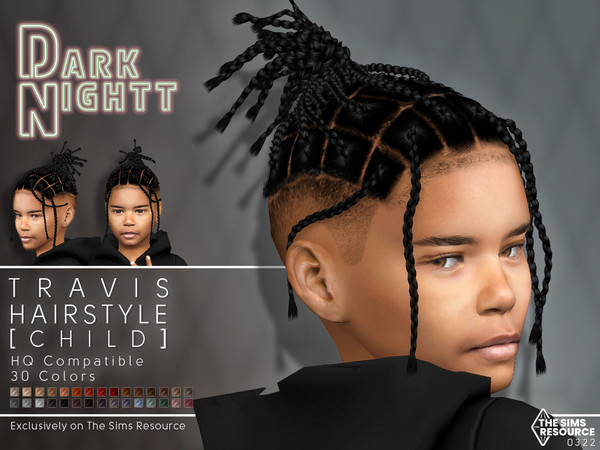 Sims 4 — Travis Hairstyle [Child] by DarkNighTt — Travis Hairstyle is a braided, updo hairstyle and have a buzz haircut