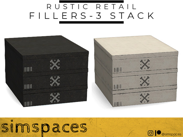 Sims 4 — Rustic Retail - fillers - 3 stack by simspaces — Part of the Rustic Retail set: so very rustically retail. Get