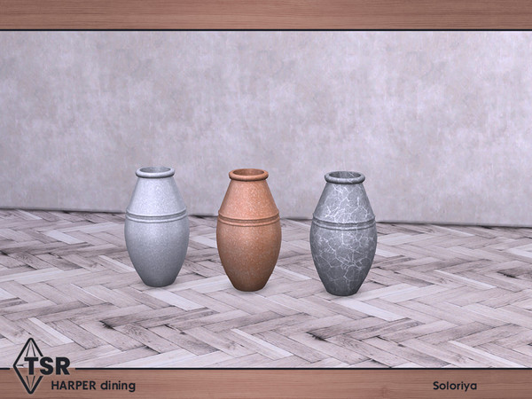 Sims 4 — Harper Dining. Vase by soloriya — Big vase. Part of Harper Dining set. 3 color variations. Category: Decorative