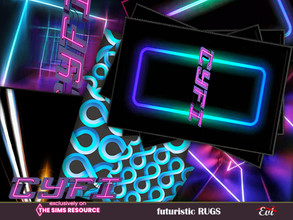 Sims 4 — CYFI_futuristic Rugs by evi — Shiny,glowing futuristic art on the floor.