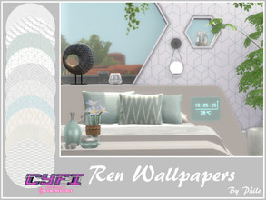 Sims 4 — CyFi Ren Wallpapers by philo — Ren geometric patterns in light colors. 10 swatches