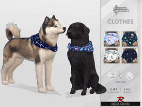 Sims 4 — Navy Bandana 01 for Large Dogs by remaron — Navy Bandana for large dogs in The Sims 4 -06 Swatches available