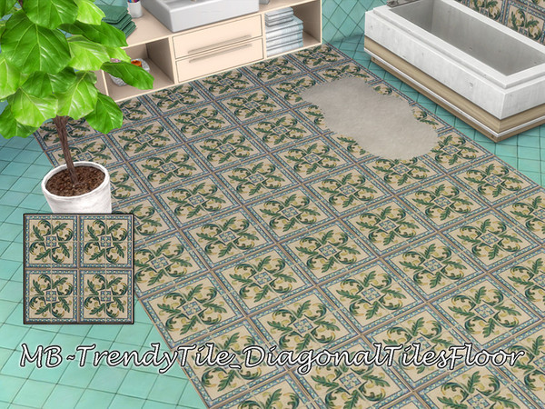 Sims 4 — MB-TrendyTile_DiagonalTilesFloor by matomibotaki — MB-TrendyTile_DiagonalTilesFloor First floor part of the -