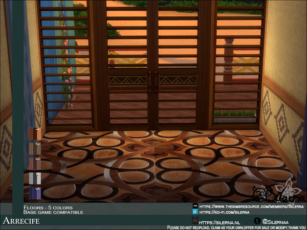 Sims 4 — Arrecife by Silerna — - Basegame compatible - Floors - Wood - 5 different colors - Please do not reupload, claim