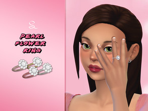Sims 4 — Pearl Flower Ring by simlasya — All LODs New mesh 4 swatches For females Teen to elder HQ compatible Custom