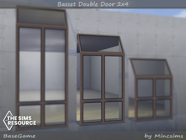 Sims 4 — Minc Basset Double Door 2x4 by Mincsims — BaseGame Compatible. 8 swatches for medium Wall