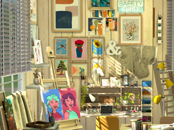 Sims 4 — Artists Study - CC  by Flubs79 — here is a art and study room for your Sims 