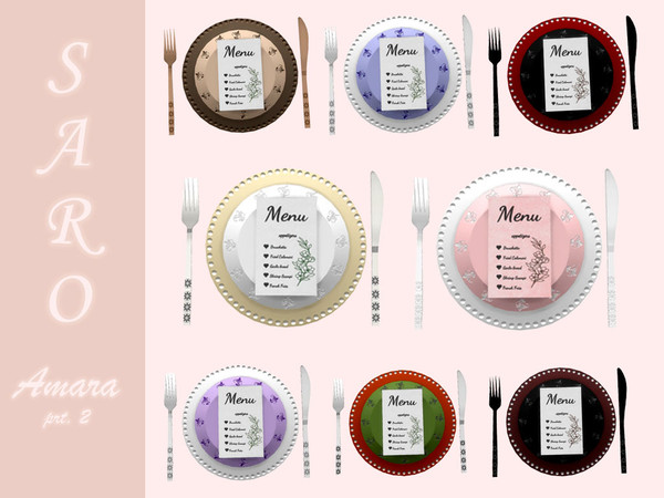 Sims 4 — Amara tableware by SSR99 — A luxury wedding needs food options right? So here is tableware decor that comes with