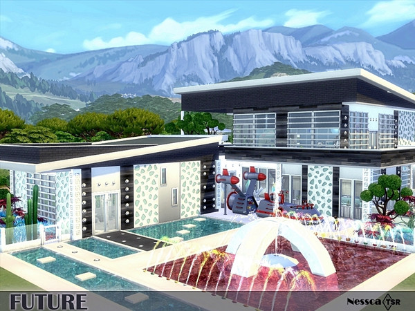 Sims 4 — Future by Nessca — Future is a large modern house with a large basement. Inside, there are three bedrooms, three