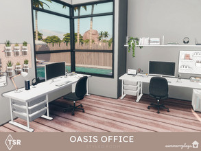 Sims 4 —  Oasis Office  - TSR CC Only by Summerr_Plays — Oasis office is a modern-styled room. Check Required tab for all