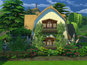 Sims 4 — The Lama's Cottage no cc by sgK452 — Small cottage for a couple and 1 child possibility dog. Pond, stable,