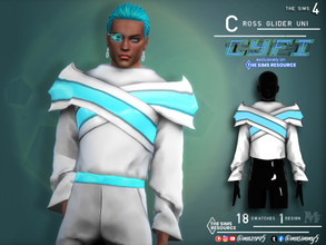 Sims 4 — CyFi Cross Glider Uni by Mazero5 — Cross like armor on top of a white long-sleeved Some parts are glowing like