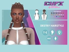 Sims 4 — CyFi - Destry Hairstyle  by simcelebrity00 — Hello Simmers! This long length, braided beaded, and hat compatible