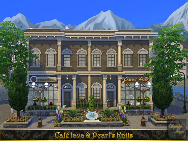 Sims 4 — Cafe Java & Pearl's Knits by SpookyAngel — This building was built in Windenburg and features 2 businesses,