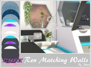 Sims 4 — CyFi Matching Walls by philo — Matching patterns to futuristic sets. 10 swatches