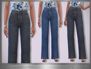 Sims 4 — Vicki Jeans (Wide). by Pipco — Trendy wide leg jeans in 5 colors. Base Game Compatible New Mesh All Lods HQ