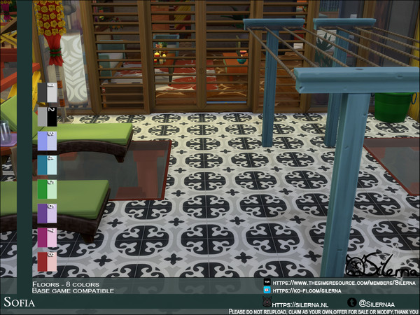 Sims 4 — Sofia by Silerna — - Basegame compatible - Floors - tiles - 8 different colors - Please do not reupload, claim