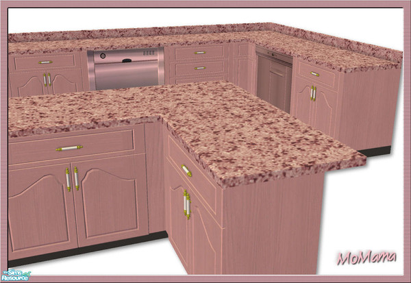 Sims 2 — NK Kitchen Counters - Dusty Pink by MoMama — A kitchen counter in Dusty Pink with granite counter-top.