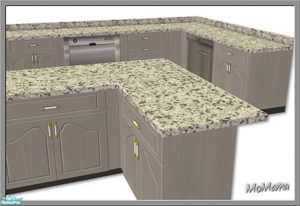 Sims 2 — NK Kitchen Counters - Light Grey by MoMama — A kitchen counter in Light Grey with granite counter-top.
